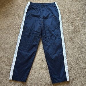 Vintage Nike 90s Navy White Stripe Track Straight Leg Pants